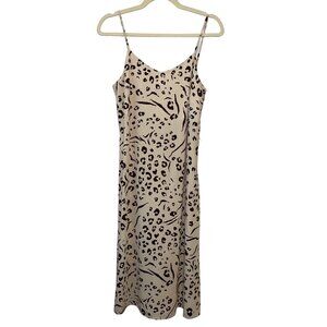 Nine West Womens Leopard Print Slip Dress Sleeveless Size M Beige & Brown